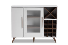 Load image into Gallery viewer, Baxton Studio Pietro Mid-Century Modern White and Brown Finished Wine Cabinet

