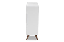 Load image into Gallery viewer, Baxton Studio Pietro Mid-Century Modern White and Brown Finished Wine Cabinet
