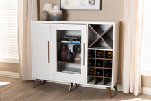 Load image into Gallery viewer, Baxton Studio Pietro Mid-Century Modern White and Brown Finished Wine Cabinet
