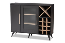 Load image into Gallery viewer, Baxton Studio Pietro Mid-Century Modern Dark Grey and Oak Finished Wine Cabinet
