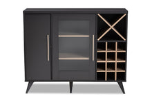 Load image into Gallery viewer, Baxton Studio Pietro Mid-Century Modern Dark Grey and Oak Finished Wine Cabinet
