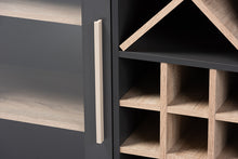 Load image into Gallery viewer, Baxton Studio Pietro Mid-Century Modern Dark Grey and Oak Finished Wine Cabinet

