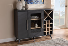 Load image into Gallery viewer, Baxton Studio Pietro Mid-Century Modern Dark Grey and Oak Finished Wine Cabinet
