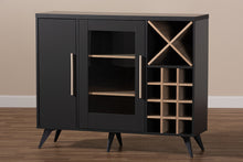 Load image into Gallery viewer, Baxton Studio Pietro Mid-Century Modern Dark Grey and Oak Finished Wine Cabinet
