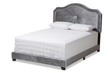 Load image into Gallery viewer, Baxton Studio Embla Modern and Contemporary Grey Velvet Fabric Upholstered King Size Bed
