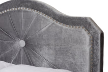 Load image into Gallery viewer, Baxton Studio Embla Modern and Contemporary Grey Velvet Fabric Upholstered King Size Bed
