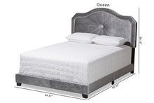 Load image into Gallery viewer, Baxton Studio Embla Modern and Contemporary Grey Velvet Fabric Upholstered King Size Bed
