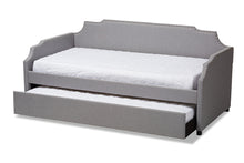 Load image into Gallery viewer, Baxton Studio Ally Modern and Contemporary Grey Fabric Upholstered Twin Size Sofa Daybed with Roll Out Trundle Guest Bed
