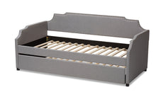 Load image into Gallery viewer, Baxton Studio Ally Modern and Contemporary Grey Fabric Upholstered Twin Size Sofa Daybed with Roll Out Trundle Guest Bed
