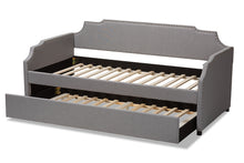 Load image into Gallery viewer, Baxton Studio Ally Modern and Contemporary Grey Fabric Upholstered Twin Size Sofa Daybed with Roll Out Trundle Guest Bed
