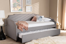 Load image into Gallery viewer, Baxton Studio Ally Modern and Contemporary Grey Fabric Upholstered Twin Size Sofa Daybed with Roll Out Trundle Guest Bed
