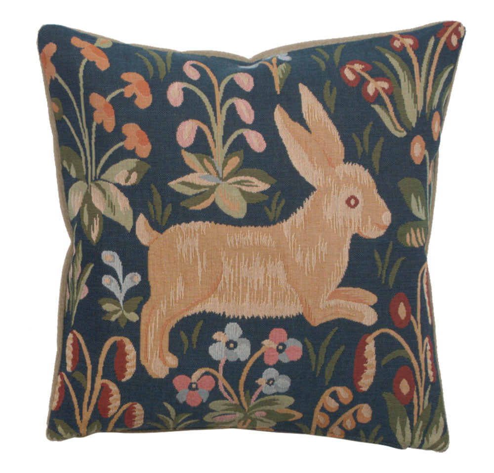 Medieval Rabbit Running French Cushion