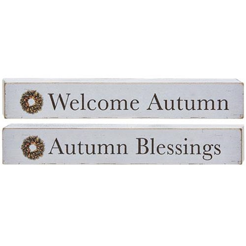 Autumn Blessings Wood Block 2 asstd. (Pack of 4)