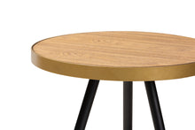 Load image into Gallery viewer, Baxton Studio Lauro Modern and Contemporary Round Walnut Wood and Metal End Table with Two-Tone Black and Gold Legs
