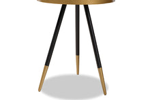 Load image into Gallery viewer, Baxton Studio Lauro Modern and Contemporary Round Walnut Wood and Metal End Table with Two-Tone Black and Gold Legs
