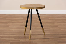 Load image into Gallery viewer, Baxton Studio Lauro Modern and Contemporary Round Walnut Wood and Metal End Table with Two-Tone Black and Gold Legs
