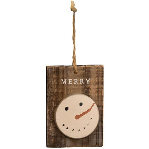 Snowman Head on Wood Ornament (Pack of 4)