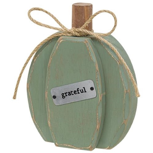 Grateful Teal Chunky Pumpkin Sitter (Pack of 2)