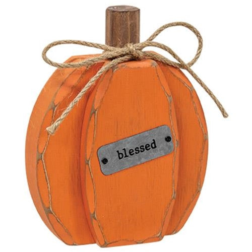 Blessed Orange Chunky Pumpkin Sitter (Pack of 2)