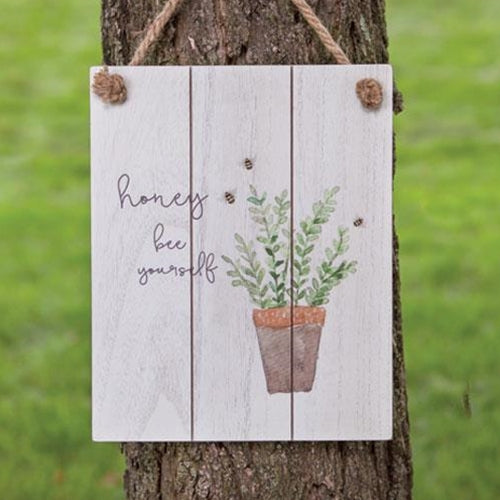 Honey Bee Yourself Distressed Shiplap Sign (Pack of 2)