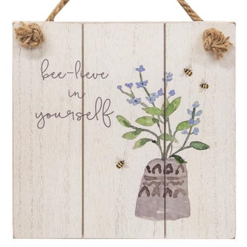 Bee-lieve in Yourself Distressed Shiplap Sign (Pack of 2)