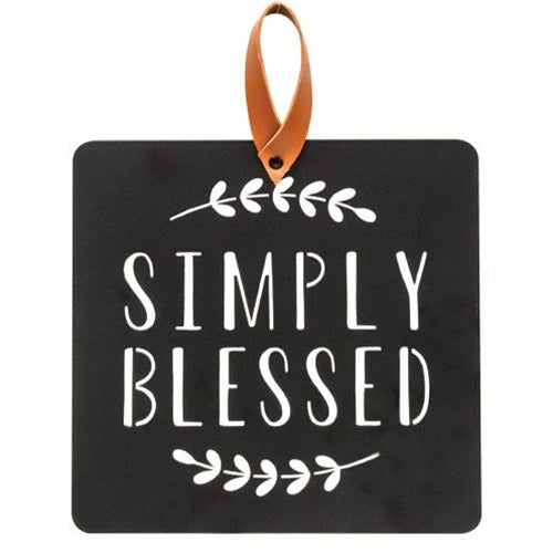 Simply Blessed Black Metal Cutout Plaque (Pack of 2)