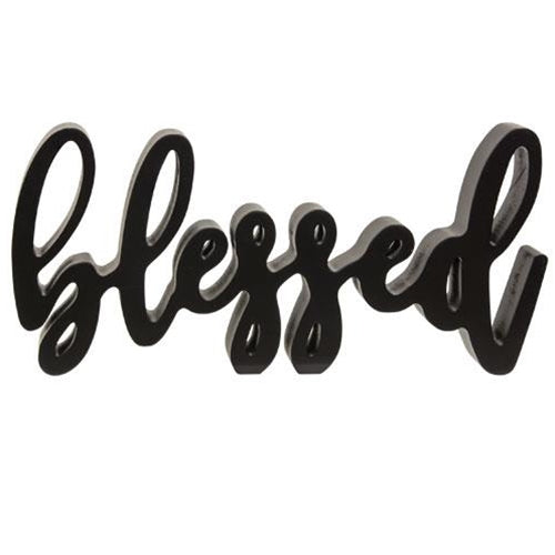 Blessed Script Word Shelf Sitter