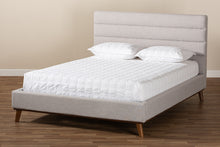Load image into Gallery viewer, Baxton Studio Erlend Mid-Century Modern Greyish Beige Fabric Upholstered Queen Size Platform Bed

