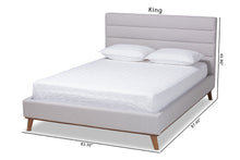 Load image into Gallery viewer, Baxton Studio Erlend Mid-Century Modern Greyish Beige Fabric Upholstered King Size Platform Bed
