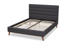 Load image into Gallery viewer, Baxton Studio Erlend Mid-Century Modern Dark Grey Fabric Upholstered Queen Size Platform Bed
