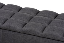 Load image into Gallery viewer, Baxton Studio Brette Mid-Century Modern Charcoal Fabric Upholstered Dark Brown Finished Wood Storage Bench Ottoman
