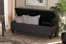 Load image into Gallery viewer, Baxton Studio Brette Mid-Century Modern Charcoal Fabric Upholstered Dark Brown Finished Wood Storage Bench Ottoman
