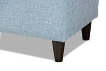 Load image into Gallery viewer, Baxton Studio Brette Mid-Century Modern Light Blue Fabric Upholstered Dark Brown Finished Wood Storage Bench Ottoman

