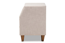 Load image into Gallery viewer, Baxton Studio Claverie Mid-Century Modern Beige Fabric Upholstered 2-Drawer Wood Nightstand
