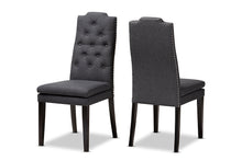 Load image into Gallery viewer, Baxton Studio Dylin Modern and Contemporary Charcoal Fabric Upholstered Button Tufted Wood Dining Chair Set of 2

