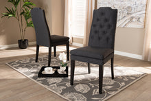 Load image into Gallery viewer, Baxton Studio Dylin Modern and Contemporary Charcoal Fabric Upholstered Button Tufted Wood Dining Chair Set of 2
