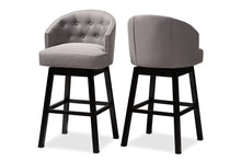 Load image into Gallery viewer, Baxton Studio Theron Transitional Gray Fabric Upholstered Wood Swivel Bar Stool Set of 2
