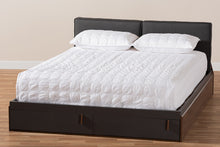Load image into Gallery viewer, Baxton Studio Rikke Modern and Contemporary Two-Tone Gray and Walnut Finished Wood Queen Size Platform Storage Bed with Gray Fabric Upholstered Headboard
