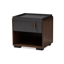 Load image into Gallery viewer, Baxton Studio Rikke Modern and Contemporary Two-Tone Gray and Walnut Finished Wood 1-Drawer Nightstand
