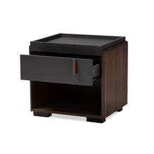 Load image into Gallery viewer, Baxton Studio Rikke Modern and Contemporary Two-Tone Gray and Walnut Finished Wood 1-Drawer Nightstand

