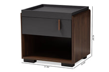 Load image into Gallery viewer, Baxton Studio Rikke Modern and Contemporary Two-Tone Gray and Walnut Finished Wood 1-Drawer Nightstand
