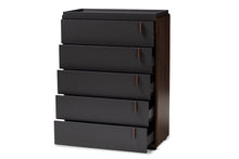 Load image into Gallery viewer, Baxton Studio Rikke Modern and Contemporary Two-Tone Gray and Walnut Finished Wood 5-Drawer Chest
