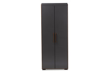 Load image into Gallery viewer, Baxton Studio Rikke Modern and Contemporary Two-Tone Gray and Walnut Finished Wood 7-Shelf Wardrobe Storage Cabinet
