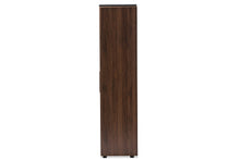 Load image into Gallery viewer, Baxton Studio Rikke Modern and Contemporary Two-Tone Gray and Walnut Finished Wood 7-Shelf Wardrobe Storage Cabinet
