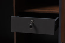 Load image into Gallery viewer, Baxton Studio Rikke Modern and Contemporary Two-Tone Gray and Walnut Finished Wood 7-Shelf Wardrobe Storage Cabinet
