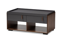 Load image into Gallery viewer, Baxton Studio Rikke Modern and Contemporary Two-Tone Gray and Walnut Finished Wood 2-Drawer Coffee Table
