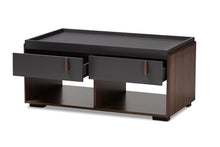 Load image into Gallery viewer, Baxton Studio Rikke Modern and Contemporary Two-Tone Gray and Walnut Finished Wood 2-Drawer Coffee Table
