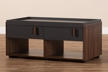 Load image into Gallery viewer, Baxton Studio Rikke Modern and Contemporary Two-Tone Gray and Walnut Finished Wood 2-Drawer Coffee Table

