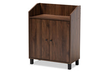 Load image into Gallery viewer, Baxton Studio Rossin Modern and Contemporary Walnut Brown Finished 2-Door Wood Entryway Shoe Storage Cabinet with Open Shelf
