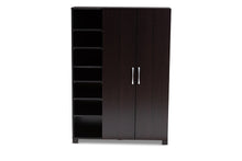 Load image into Gallery viewer, Baxton Studio Marine Modern and Contemporary Wenge Dark Brown Finished 2-Door Wood Entryway Shoe Storage Cabinet with Open Shelves

